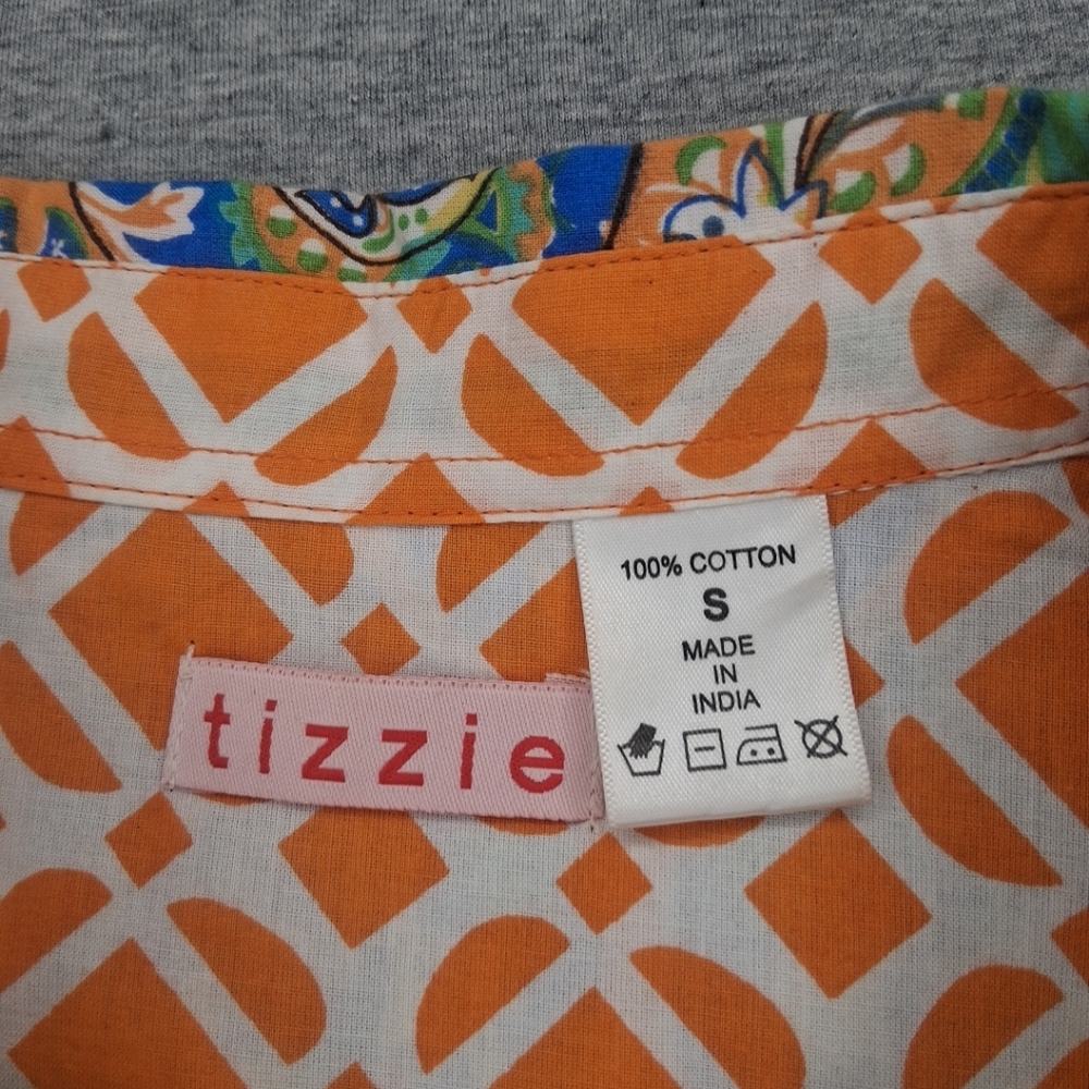 Tizzie Long Sleeve Button Up Blouse Preppy Paisley Bright Colorful Cotton Size S - Picture 3 of 16